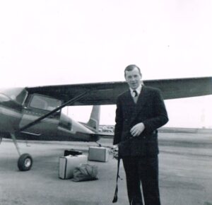 Brian Bassett with his Cesna Toronto-Boston April 1959