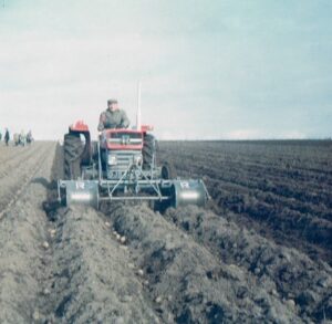 Harry Sutherland driving a tractor